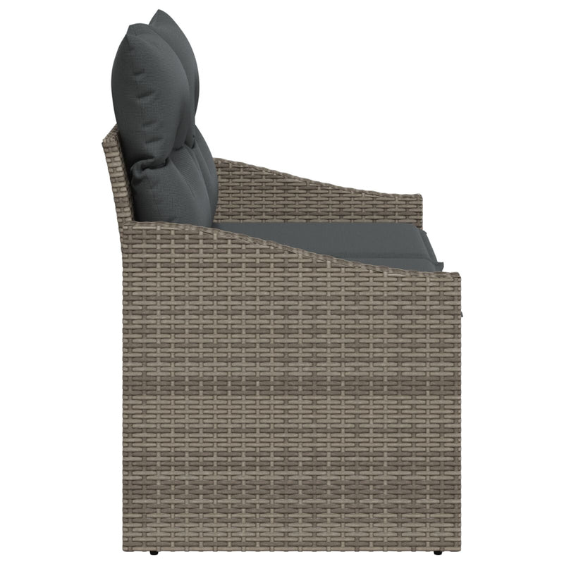 vidaXL 2-fős Kertisofa Tárolóval és Párnákkal Szürke Poly Rattan