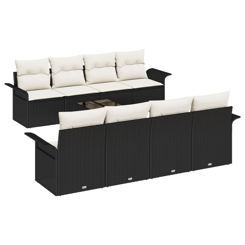vidaXL 9 darabos kerti kanapé szett párnákkal fekete poly rattan