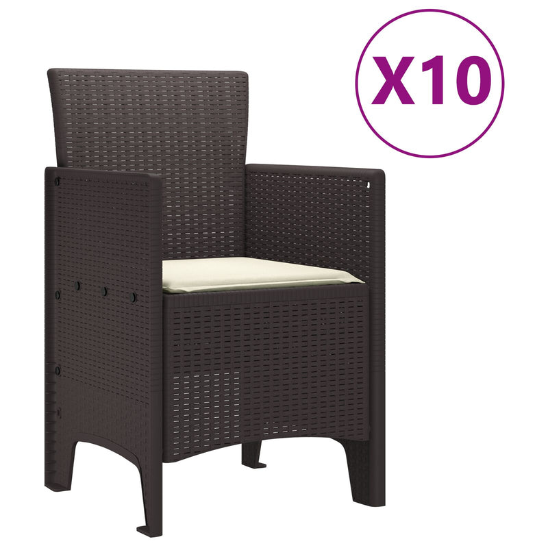 vidaXL 11 darabos kerti étkezőgarnitúra párnákkal Barna Poli rattan