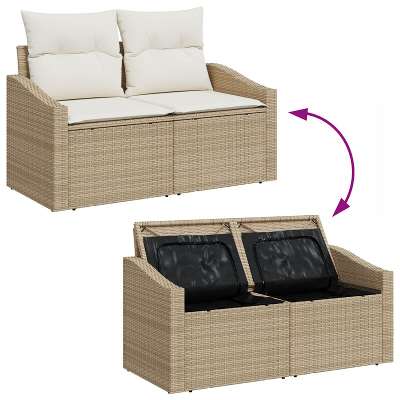 vidaXL Kerti Kanapé Készlet 8 Részes Bézs, Fehér Rattan, Textil