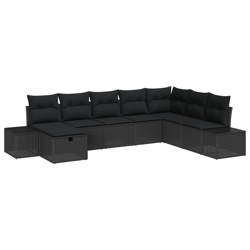 vidaXL Kert Kanapé Szett 8 darab Fekete Rattan, Acél