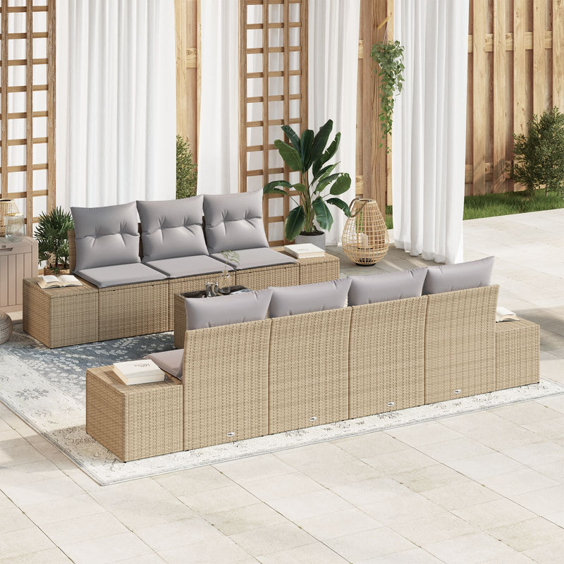 vidaXL 8 Darabos Kert Sofa Szett Párnákkal Bézs Poli Rattan