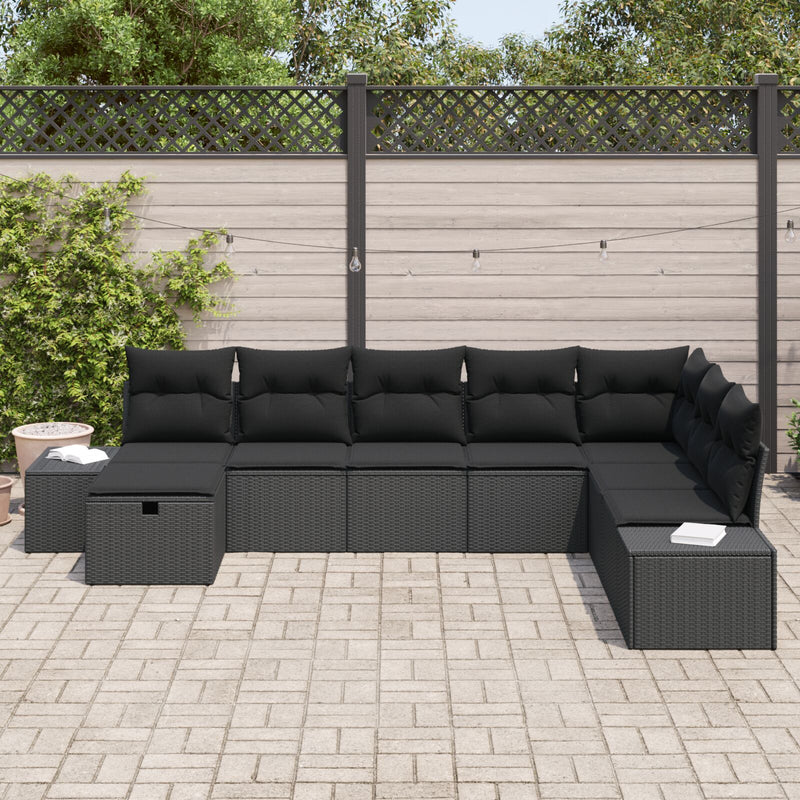 vidaXL Kert Kanapé Szett 8 darab Fekete Rattan, Acél