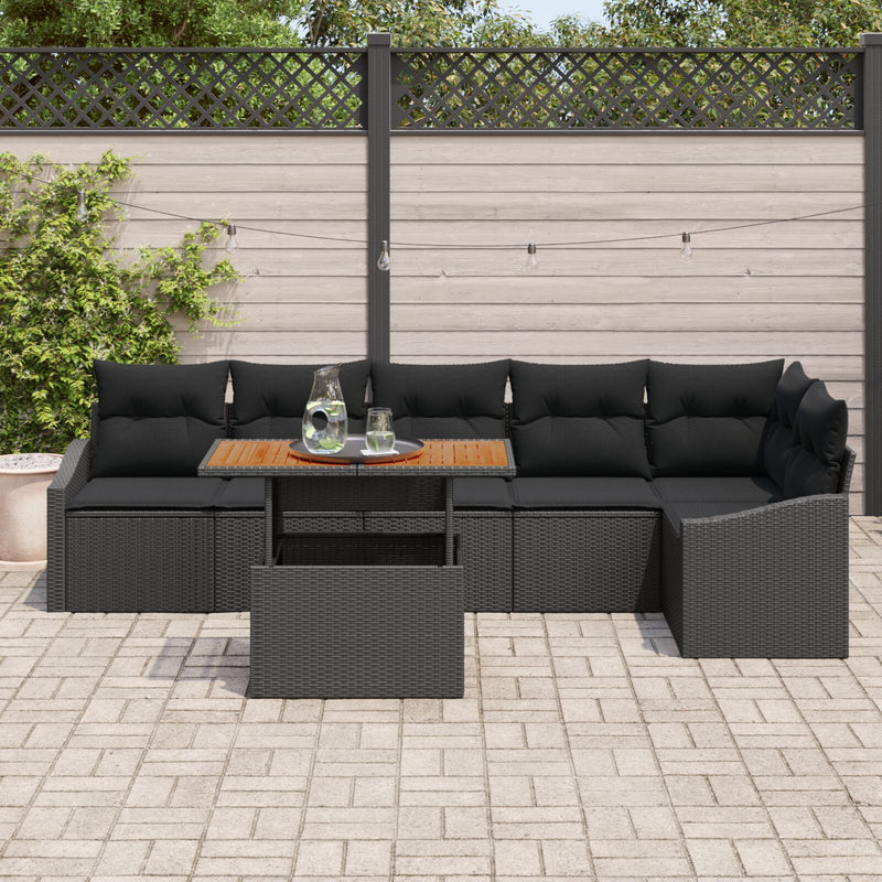 vidaXL Kert Kanapé Szett 7 darabos Fekete Rattan