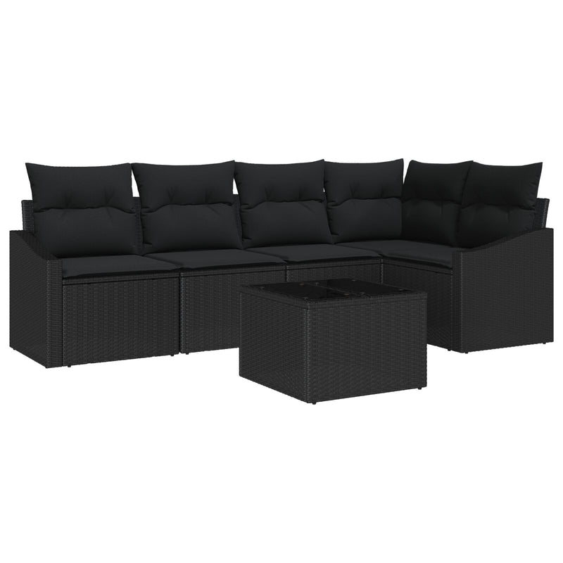 vidaXL Kerti Kanapé Szett 6 db Fekete Rattan, Acél Váz