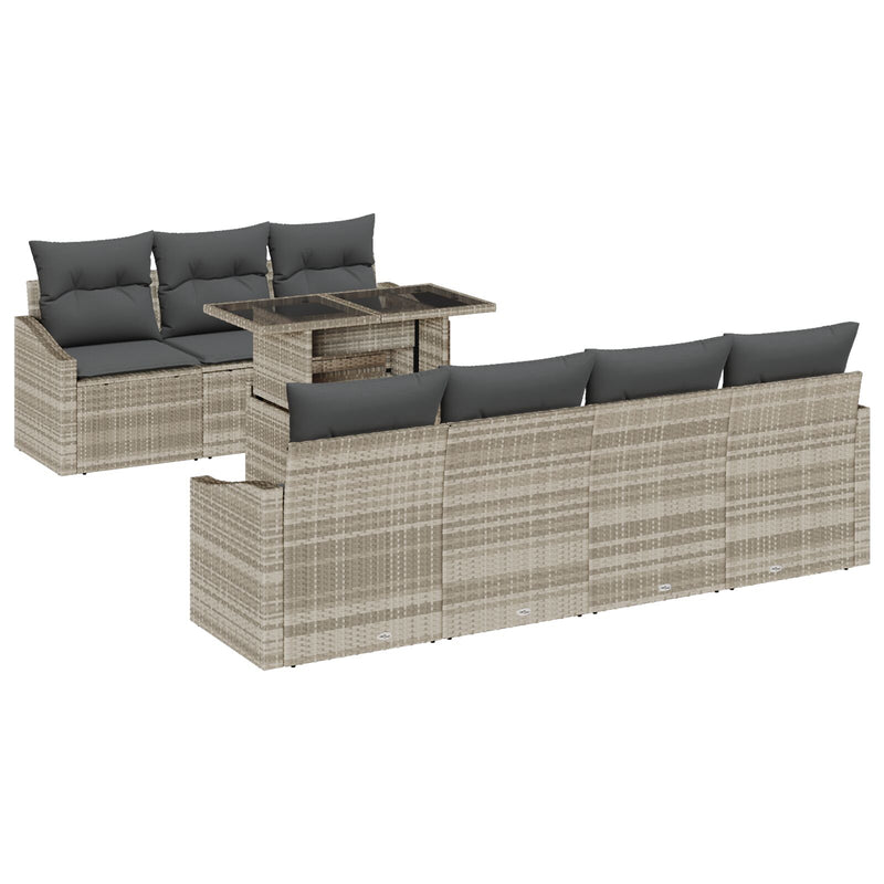 vidaXL Kerti Kanapé Szett 8 Részes Természetes Rattan Szintetikus Rattan