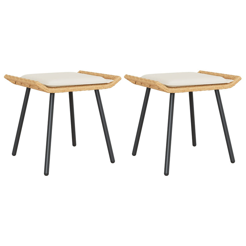 vidaXL Kertiszékek 2 db Természetes 50x40x45 cm Polirattan