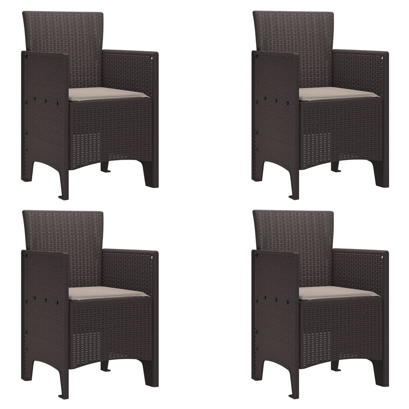 vidaXL Kerti székek párnákkal 4 db Barna Poly Rattan
