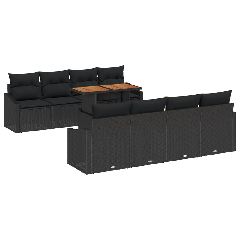 vidaXL Kertiszofa Szett 7 Darabos Fekete Rattan Kertiszofa