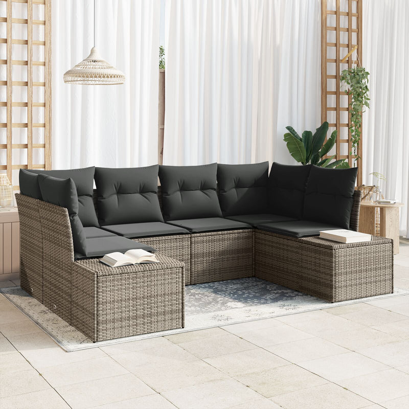 vidaXL Kerti kanapé szett 6 darabos Szürke Rattan Kerti kanapé szett