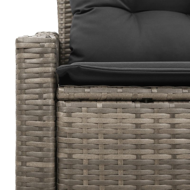 vidaXL 2-fős Kertisofa Tárolóval és Párnákkal Szürke Poly Rattan
