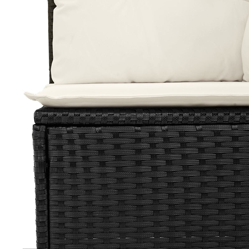 vidaXL 8 Darabos Kert Sofa Készlet Párnákkal Fekete Poli Rattan