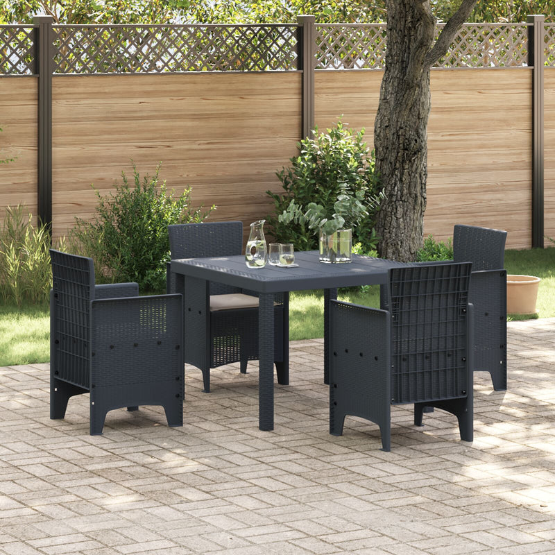 vidaXL 5 darabos kerti étkezőkészlet párnákkal Antracit Poly Rattan
