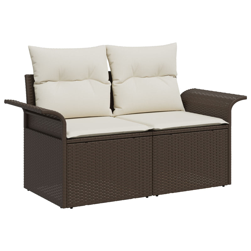 vidaXL 6 db-os Kert Sofa Készlet Párnákkal Barna Poli Rattan
