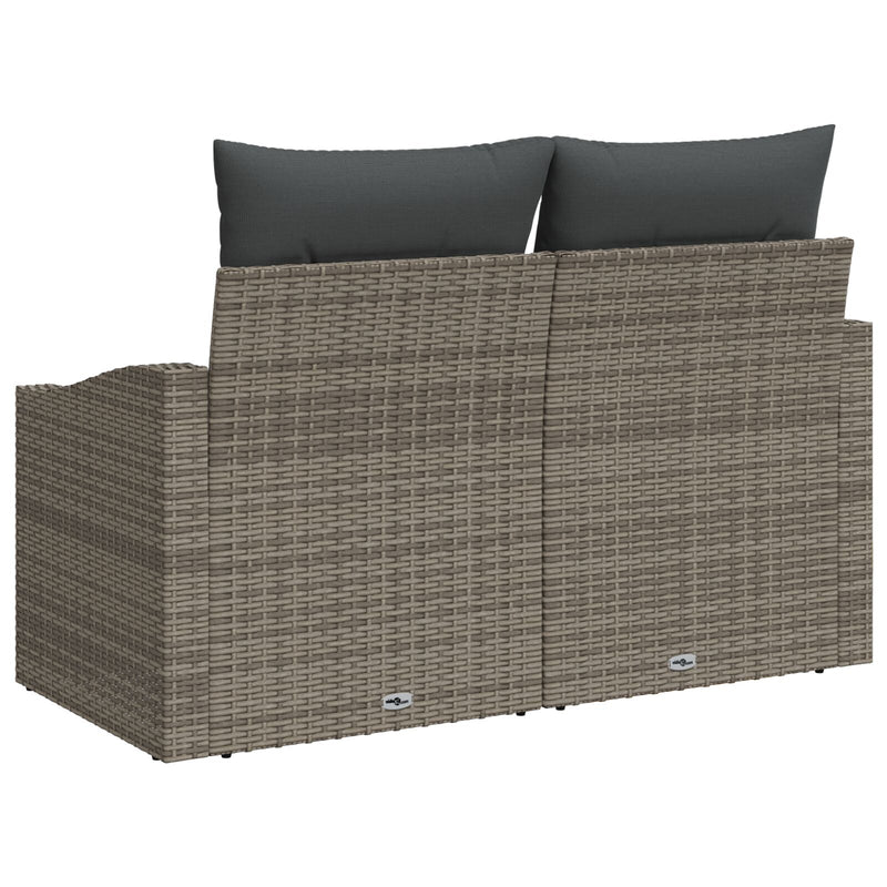 vidaXL 2-fős Kertisofa Tárolóval és Párnákkal Szürke Poly Rattan
