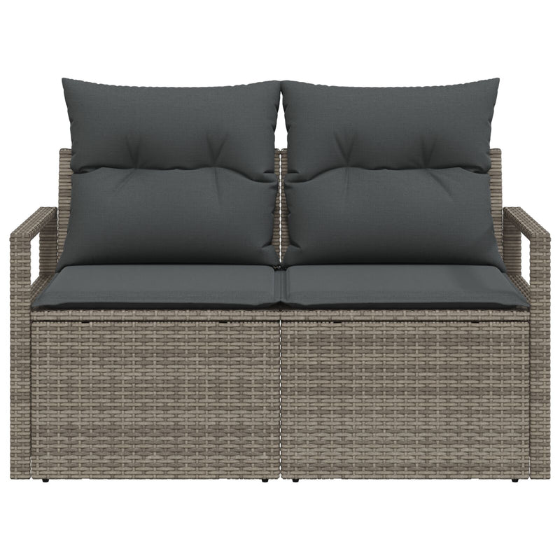 vidaXL 2-Fős Kerti Kanapé Párnákkal Szürke Polyrattan