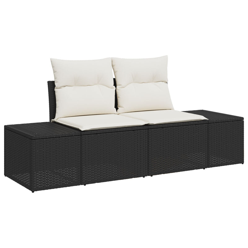 vidaXL 8 Darabos Kert Sofa Készlet Párnákkal Fekete Poli Rattan