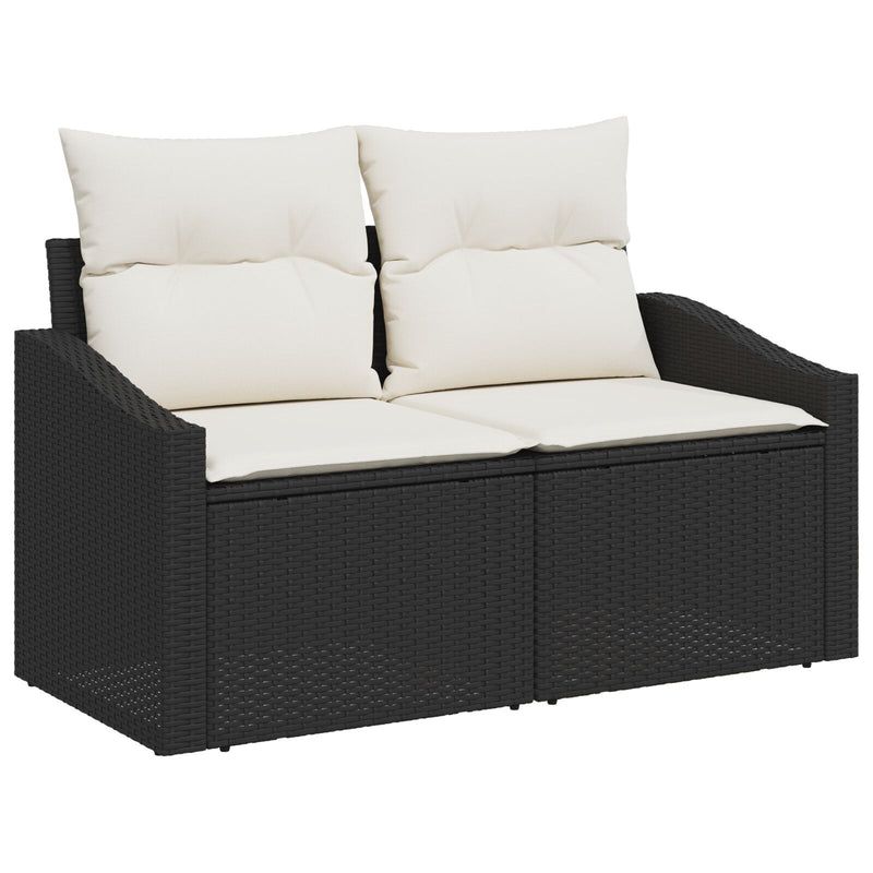 vidaXL Kert kanapé szett 6 részes Fekete Rattan Kültéri kanapé szett