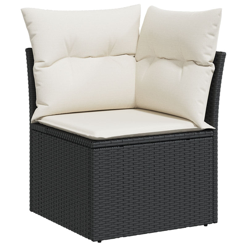 vidaXL 8 Darabos Kert Sofa Készlet Párnákkal Fekete Poli Rattan