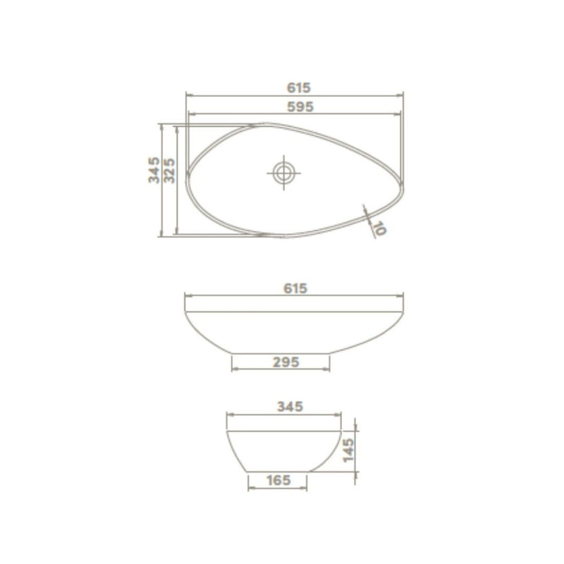 CeraStyle OLIVE - PULTRA ültethető - Top Counter - porcelán mosdó - MATT FEKETE - 60 x 35 cm