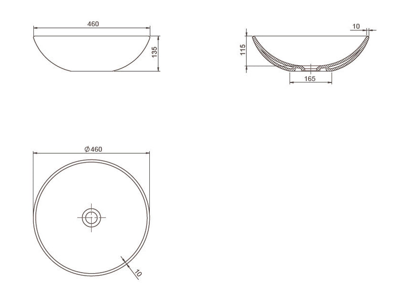 CeraStyle ZERO - PULTRA ültethető - Top Counter - porcelán mosdó - O - Ø 46 cm