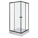 Olga SQ black szögletes zuhanykabin tálcával 80x80x196cm - fekete profil, víztiszta üveg