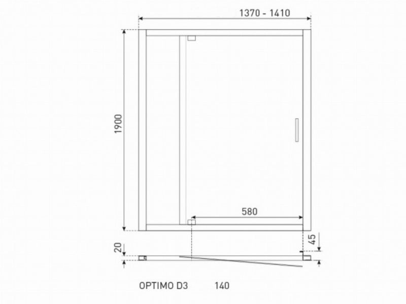 OPTIMOD3140G zuhanyajtó 140x190 grafit üveg