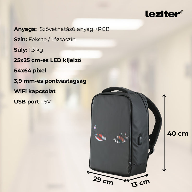 Pixo ledes okos hátizsák fekete