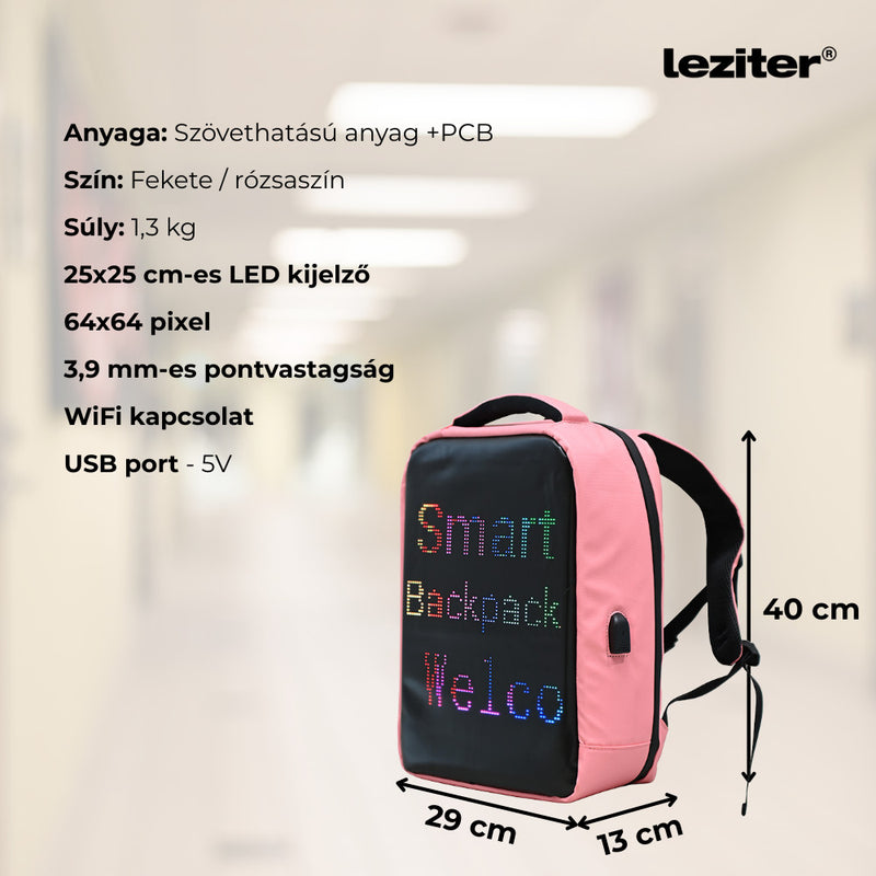 Pixo ledes okos hátizsák rózsaszín