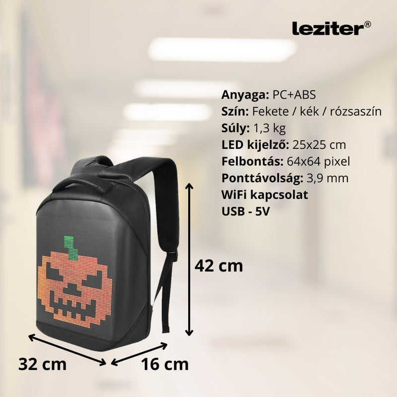 Pixa ledes okos hátizsák fekete