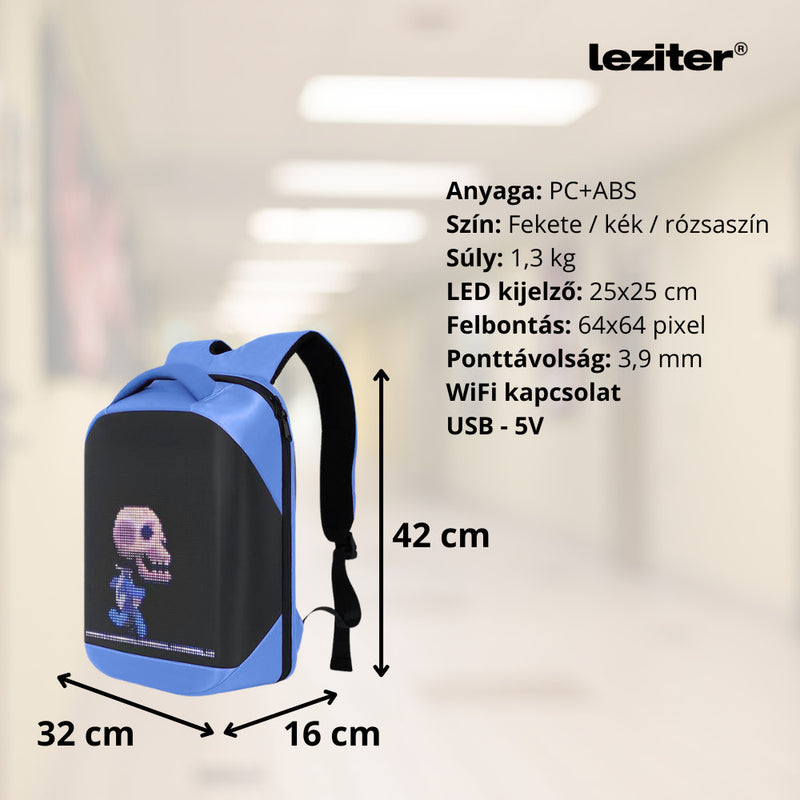 Pixa ledes okos hátizsák kék