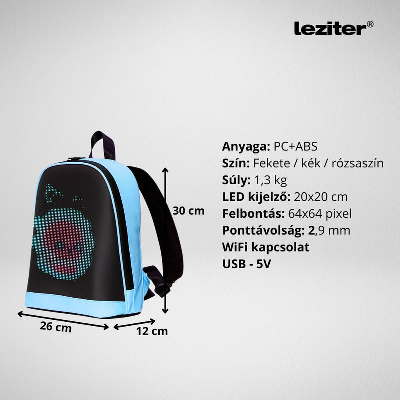 Pixen ledes okos hátizsák kék