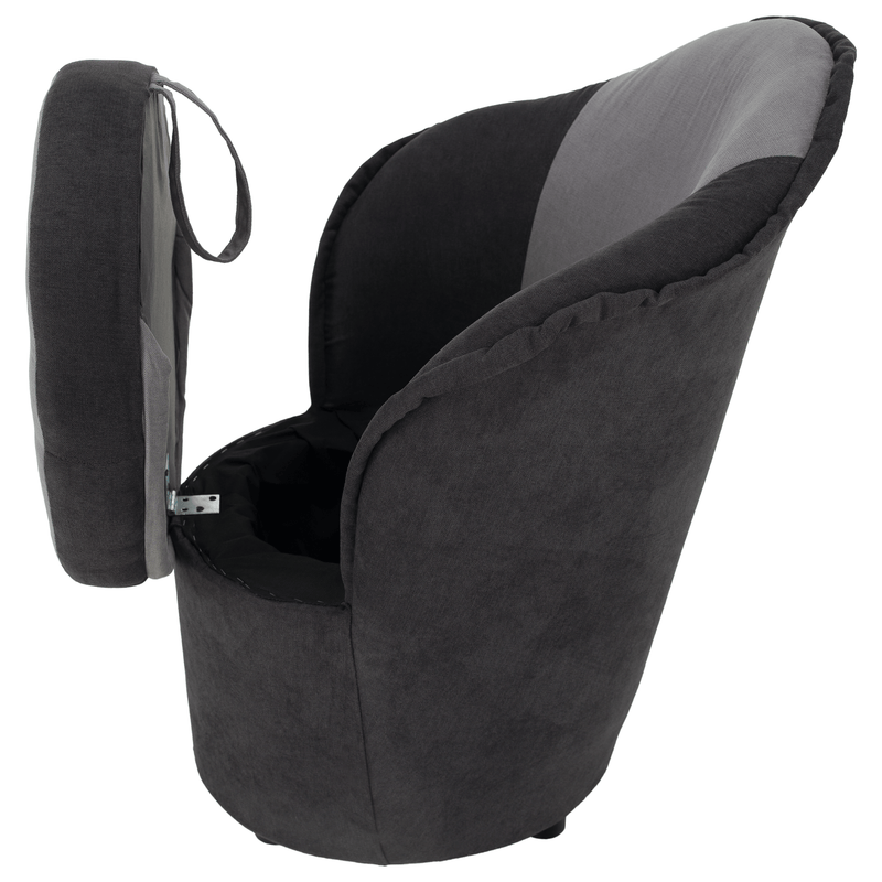 Fotel tárhellyel, sötétszürke/világosszürke, PERSI