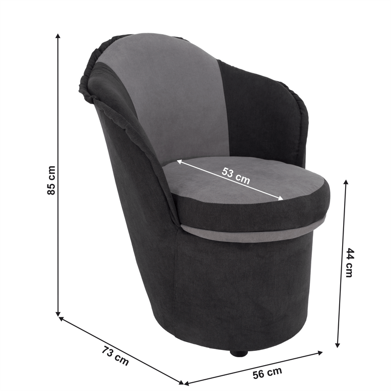 Fotel tárhellyel, sötétszürke/világosszürke, PERSI