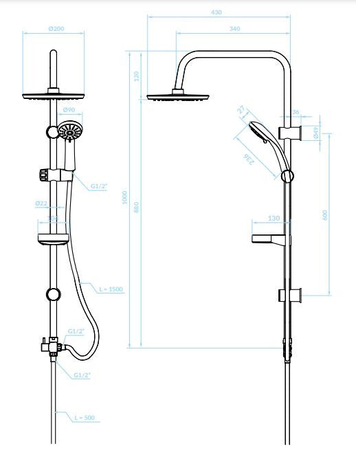LAVEO CENTO zuhanyszett csappal, króm