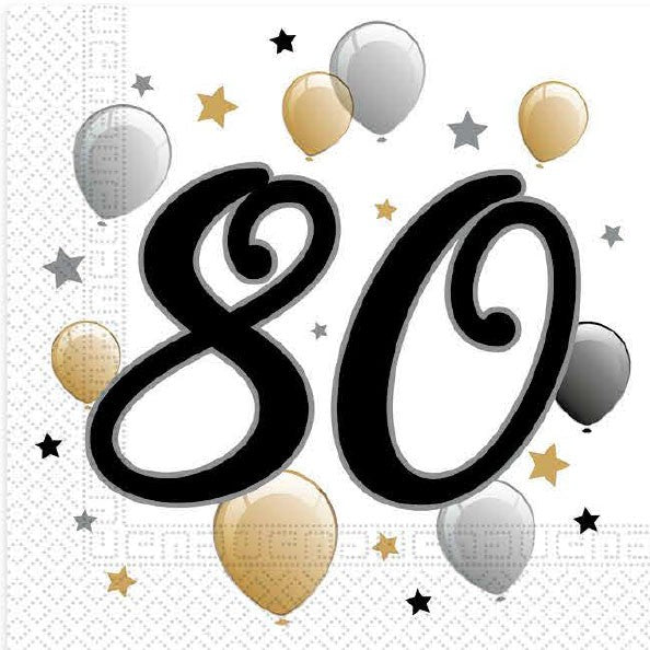 Happy Birthday 80 Milestone szalvéta 20 db-os 33x33 cm, J-PNN88871
