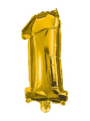 Gold, Arany mini 1-es szám fólia lufi 33 cm, J-PNN89642
