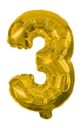 Gold, Arany mini 3-as szám fólia lufi 31 cm, J-PNN89644
