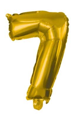 Gold, Arany mini 7-es szám fólia lufi 33 cm, J-PNN89648