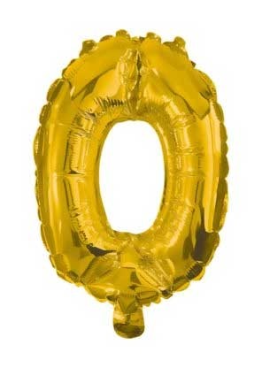 Gold, Arany mini 0-ás szám fólia lufi 33 cm, J-PNN89651