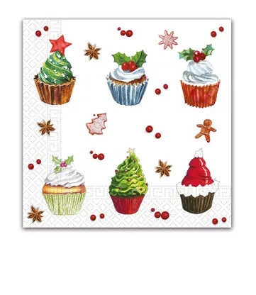 Karácsonyi Christmas Cupcakes szalvéta 20 db-os 33x33 cm, J-PNN90436