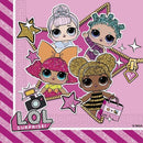 LOL Surprise Glitterati szalvéta 20 db-os 33x33 cm, J-PNN90859