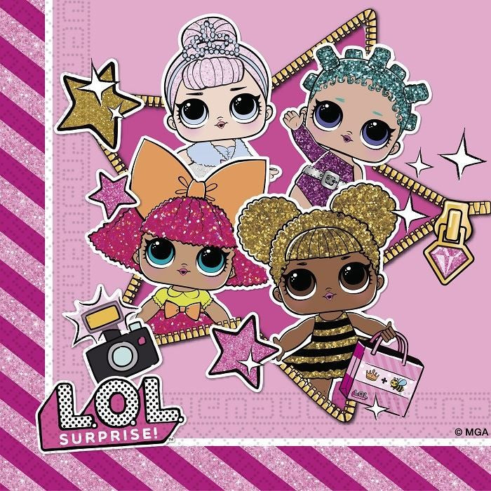 LOL Surprise Glitterati szalvéta 20 db-os 33x33 cm, J-PNN90859