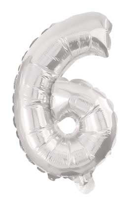 Óriás 6-os Silver szám Fólia lufi 85 cm, J-PNN91200