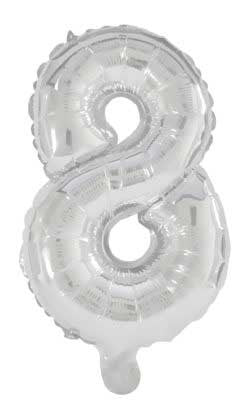 Óriás 8-as Silver szám Fólia lufi 85 cm, J-PNN91202