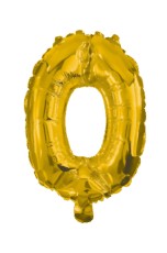 Gold, Arany 0-ás szám fólia lufi 10 cm, J-PNN91558