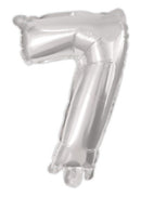 Silver, Ezüst 7-es szám fólia lufi 95 cm, J-PNN92473