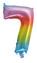 Multicolour Metallic mini 7-es szám fólia lufi 34 cm, J-PNN92730