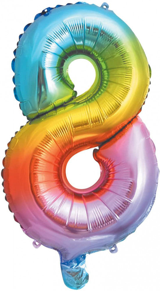 Multicolour Metallic mini 8-as szám fólia lufi 35 cm, J-PNN92731