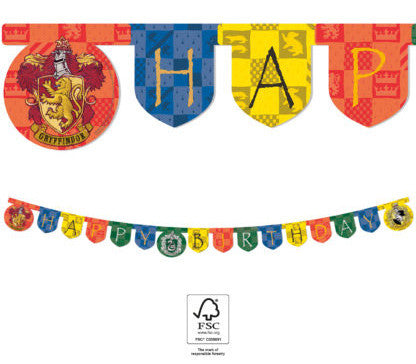 Harry Potter Hogwarts Houses Happy Birthday felirat FSC 2 m, J-PNN93371